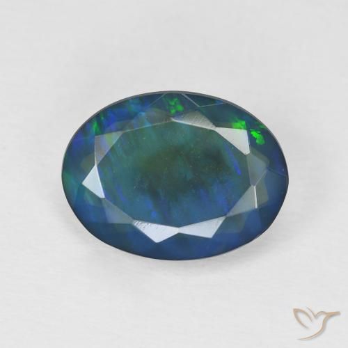 2.84ct Natural Multicolor Ópalo negro, Ovalada, Translúcido