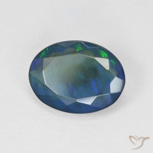 Ópalo negro Multicolor natural de 2.84 ct, Ovalada, Translúcido