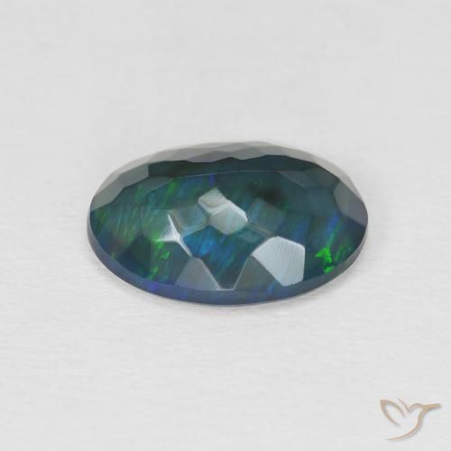 Ópalo negro Multicolor natural de 2.84 ct, Ovalada, Translúcido