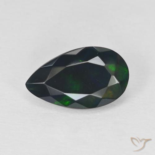 Ópalo Negro Multicolor natural de 2.25 ct, En forma de pera, Translúcido