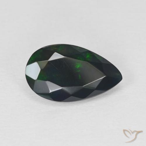 Ópalo Negro Multicolor natural de 2.25 ct, En forma de pera, Translúcido