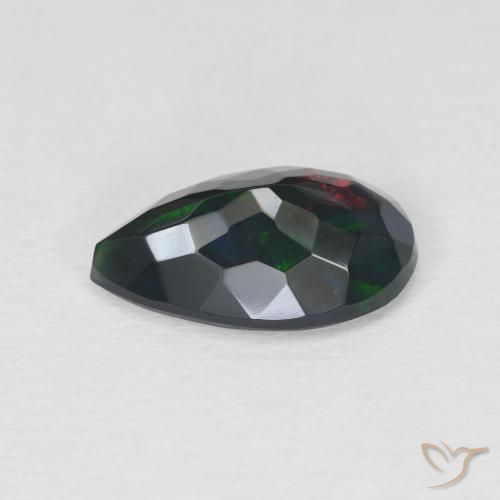 Ópalo Negro Multicolor natural de 2.25 ct, En forma de pera, Translúcido