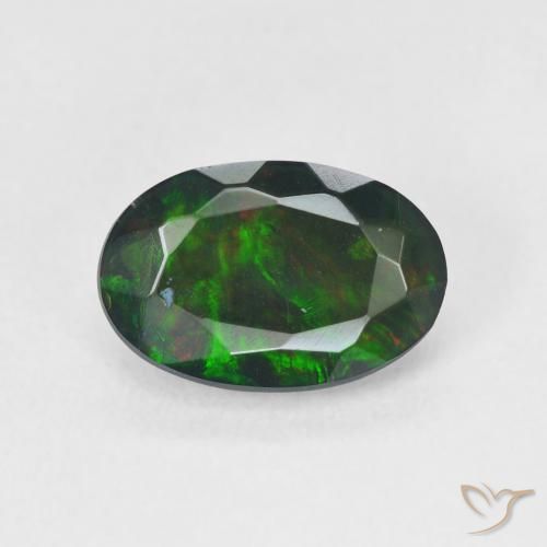 1.08ct Natural Multicolor Ópalo negro, Ovalada, Translúcido