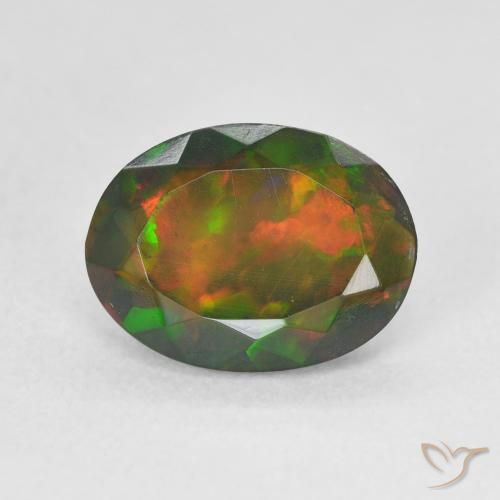 Ópalo negro multicolor natural de 1,80 ct, corte óvalo, translúcido