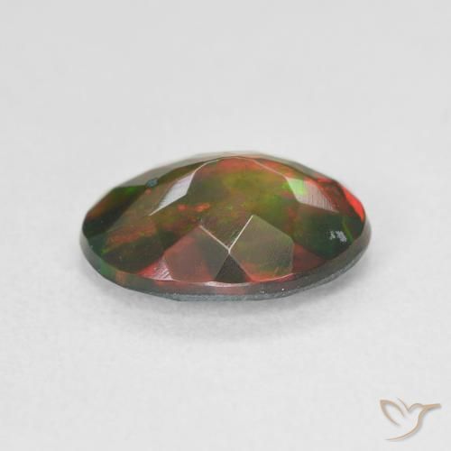 Ópalo negro multicolor natural de 1,80 ct, corte óvalo, translúcido