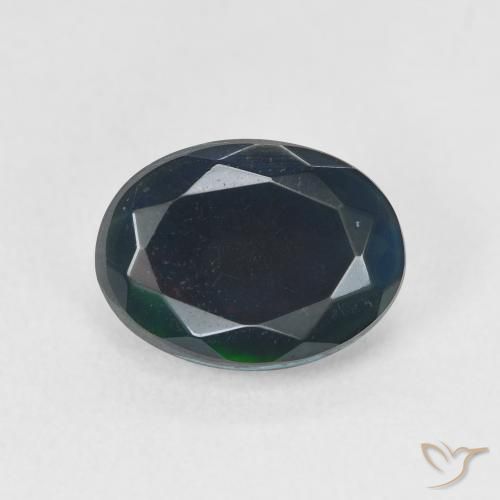 1.68ct Natural Multicolor Ópalo negro, Ovalada, Translúcido