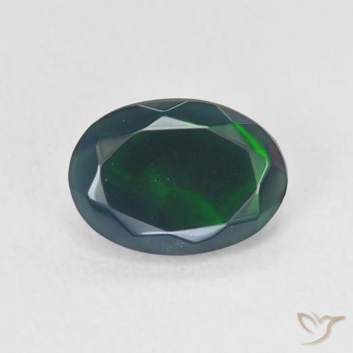 1.45ct Natural Multicolor Ópalo negro, Ovalada, Translúcido