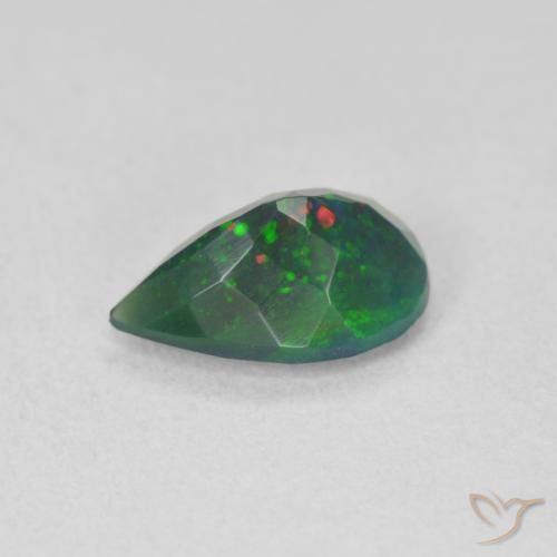 Ópalo negro Multicolor natural de 1.15 ct, En forma de pera, Translúcido