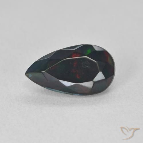 1.05ct Natural Multicolor Ópalo negro, En forma de pera, Translúcido