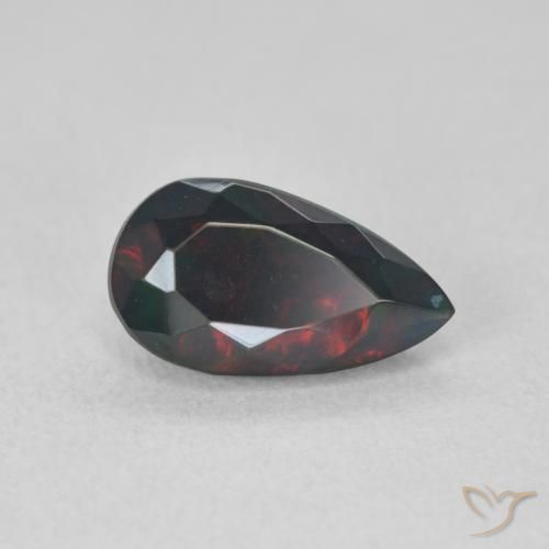 Ópalo negro Multicolor natural de 1.05 ct, En forma de pera, Translúcido