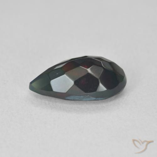 Ópalo negro Multicolor natural de 1.05 ct, En forma de pera, Translúcido
