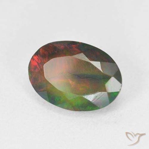 Ópalo Negro Multicolor natural de 2.14 ct, Corte Óvalo, Translúcido