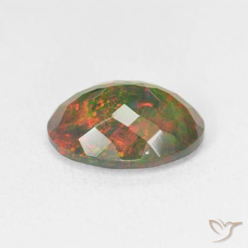 Ópalo Negro Multicolor natural de 2.14 ct, Corte Óvalo, Translúcido