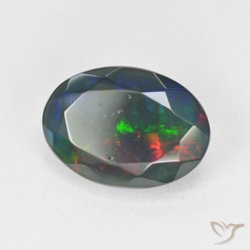 Ópalo negro Multicolor natural de 2.94 ct, Ovalada, Translúcido