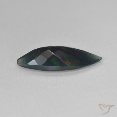 Ópalo negro Multicolor natural de 1.45 ct, Marquesa, Translúcido