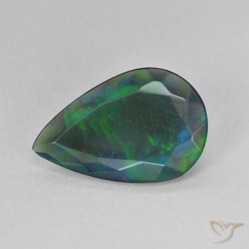 Ópalo negro multicolor natural de 2,01 ct, en forma de pera, translúcido