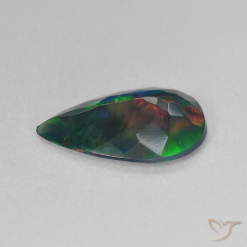 Ópalo negro multicolor natural de 2,01 ct, en forma de pera, translúcido