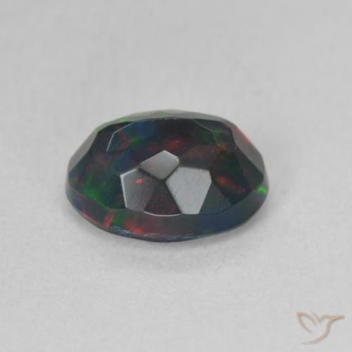 Ópalo negro Multicolor natural de 1.35 ct, Ovalada, Translúcido