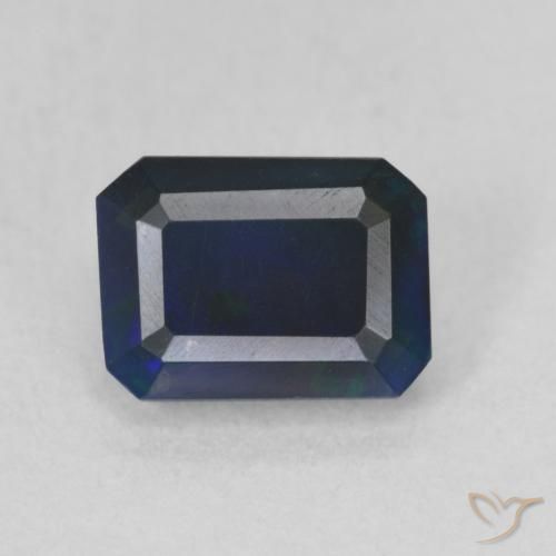 1.03ct Natural Multicolor Ópalo negro, corte esmeralda, Translúcido