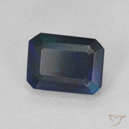 Ópalo negro Multicolor natural de 1.03 ct, Corte Octágono / Esmeralda, Translúcido