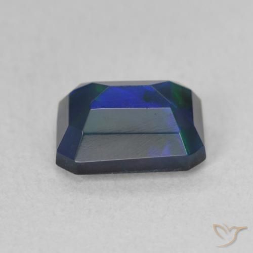 Ópalo negro Multicolor natural de 1.03 ct, Corte Octágono / Esmeralda, Translúcido