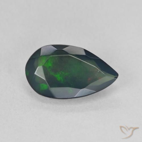 Ópalo negro Multicolor natural de 1.12 ct, En forma de pera, Translúcido
