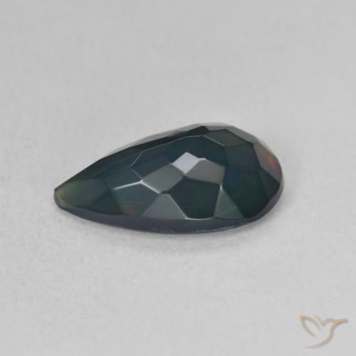 Ópalo negro Multicolor natural de 1.12 ct, En forma de pera, Translúcido