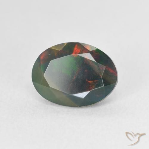 Ópalo negro Multicolor natural de 1.09 ct, Ovalada, Translúcido