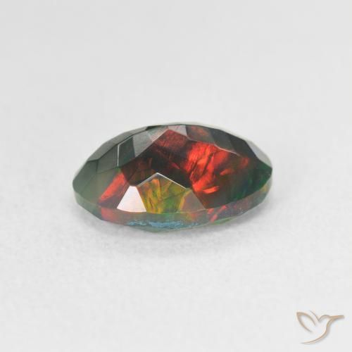 Ópalo negro Multicolor natural de 1.09 ct, Ovalada, Translúcido