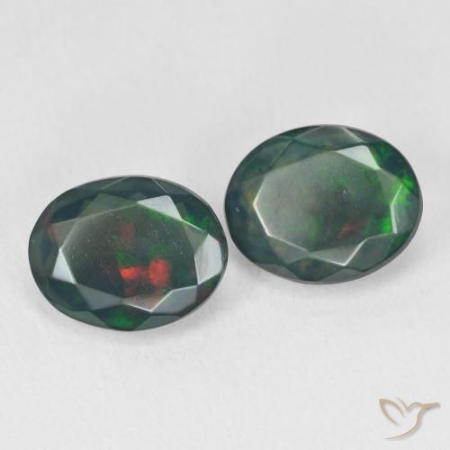 Gemas de Ópalo negro Multicolor natural de 2.67 ct, Ovalada, Translúcido