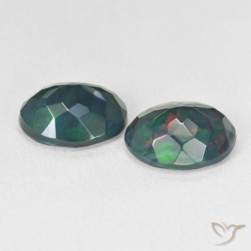 Gemas de Ópalo negro Multicolor natural de 2.67 ct, Ovalada, Translúcido