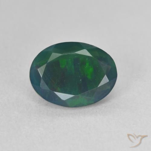 1.31ct Natural Multicolor Ópalo negro, Ovalada, Translúcido