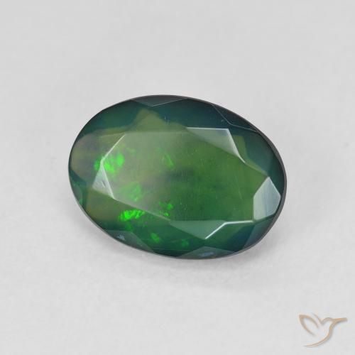 Ópalo negro Multicolor natural de 1.42 ct, Ovalada, Translúcido