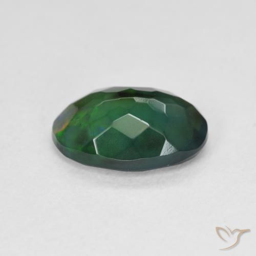 Ópalo negro Multicolor natural de 1.42 ct, Ovalada, Translúcido