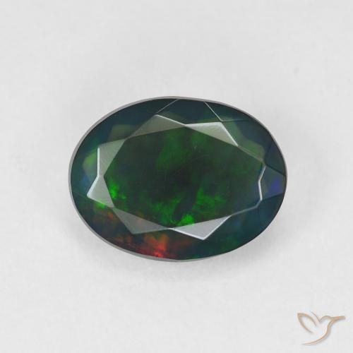 Ópalo Negro Multicolor natural de 1.46 ct, Corte Óvalo, Translúcido