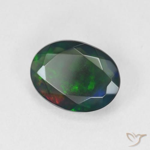 Ópalo Negro Multicolor natural de 1.46 ct, Corte Óvalo, Translúcido