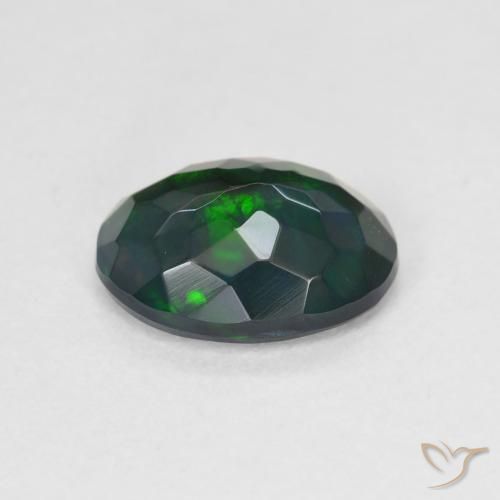 Ópalo Negro Multicolor natural de 1.46 ct, Corte Óvalo, Translúcido