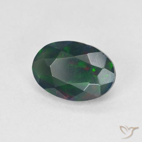 Ópalo negro Multicolor natural de 0.86 ct, Ovalada, Translúcido