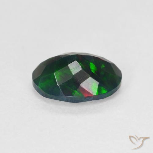 Ópalo negro Multicolor natural de 0.86 ct, Ovalada, Translúcido