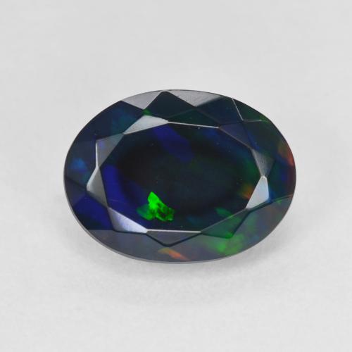 3.02ct Natural Multicolor Ópalo negro, Ovalada, Translúcido