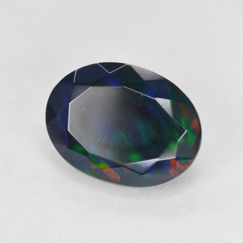 Ópalo negro Multicolor natural de 3.02 ct, Ovalada, Translúcido