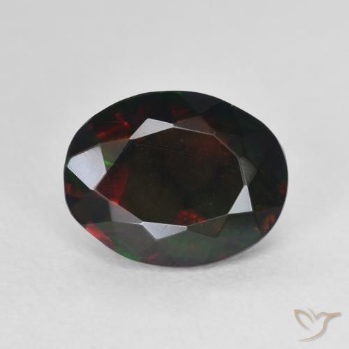 2.40ct Natural Multicolor Ópalo negro, Ovalada, Translúcido