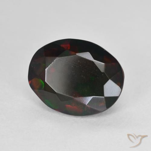 Ópalo negro Multicolor natural de 2.40 ct, Ovalada, Translúcido