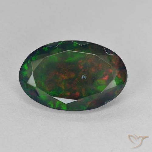 2.42ct Natural Multicolor Ópalo negro, Ovalada, Translúcido