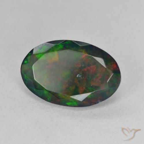 Ópalo negro Multicolor natural de 2.42 ct, Ovalada, Translúcido