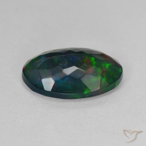 Ópalo negro Multicolor natural de 2.42 ct, Ovalada, Translúcido