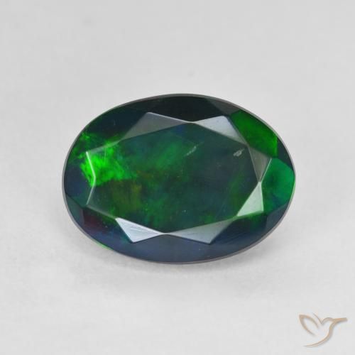 2.87ct Natural Multicolor Ópalo negro, Ovalada, Translúcido