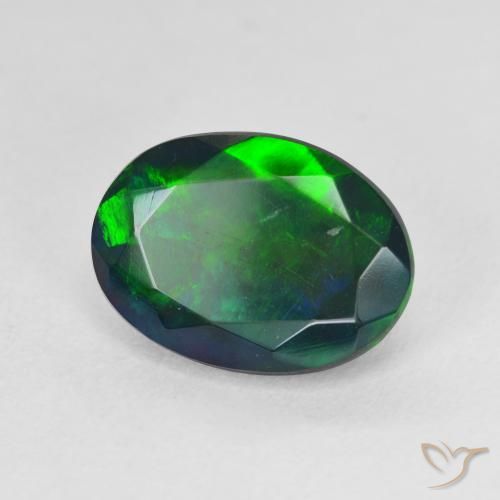 Ópalo negro Multicolor natural de 2.87 ct, Ovalada, Translúcido