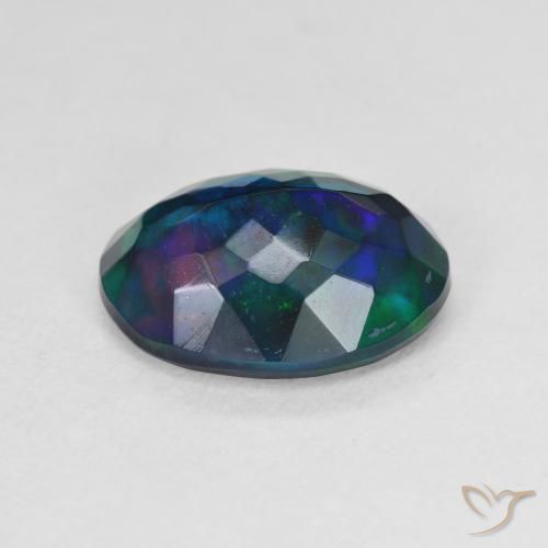 Ópalo negro Multicolor natural de 2.87 ct, Ovalada, Translúcido