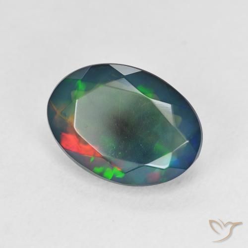 Ópalo negro Multicolor natural de 1.90 ct, Ovalada, Translúcido